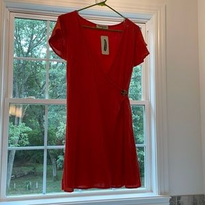 Shop impressions coral /orange linen dress